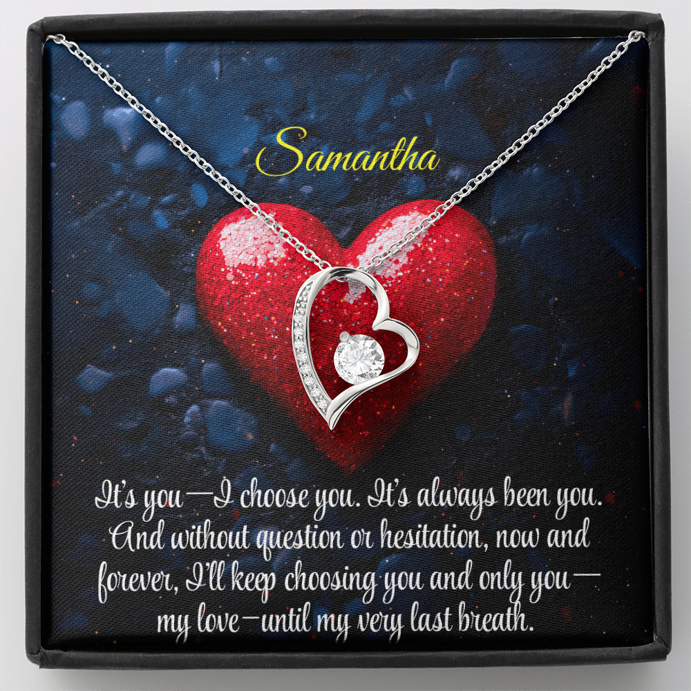 Necklace for Girlfriend Romantic Wife Luxury Gift Custom Name Personalized Gift Note in Mahogany Jewelry Box Forever Love Pendant