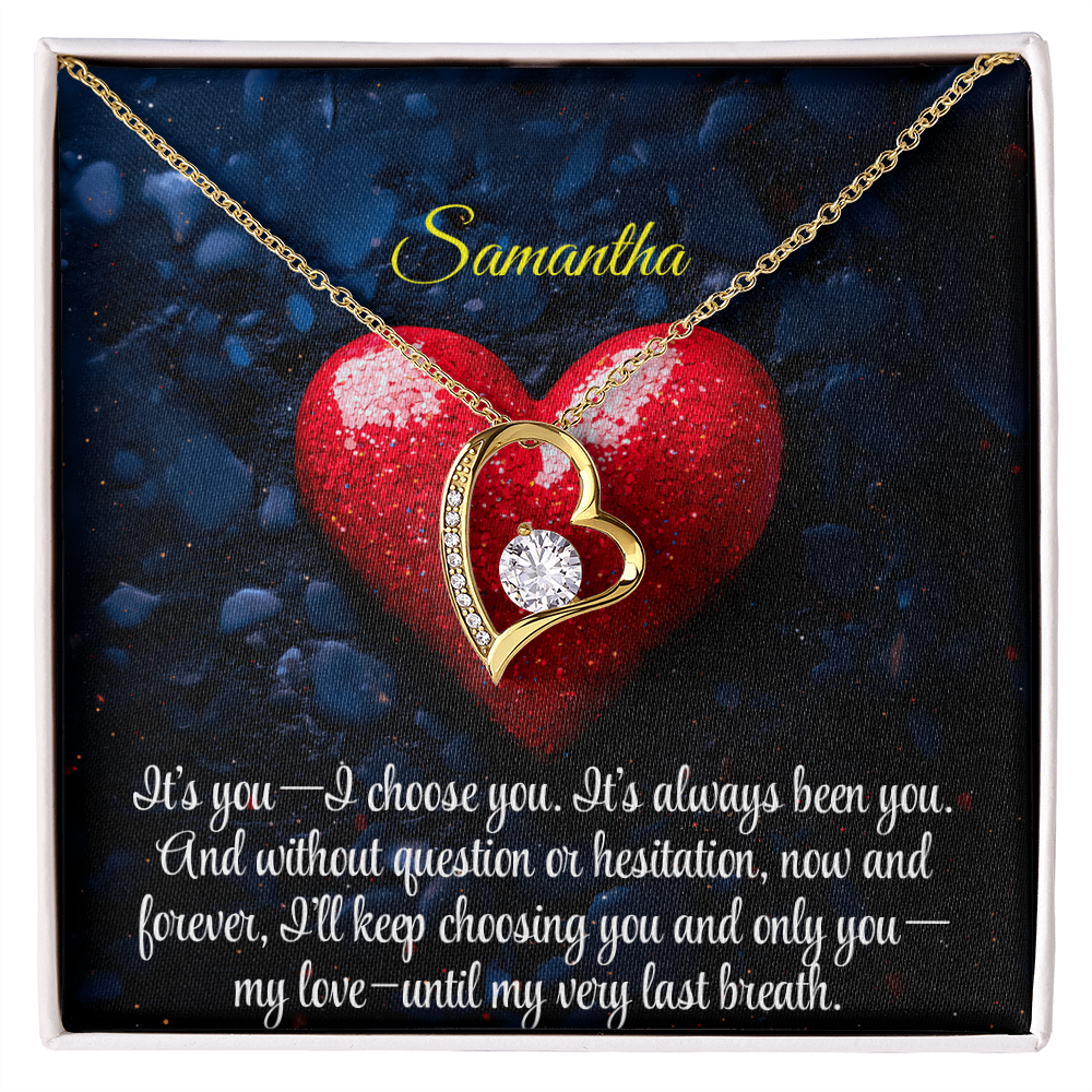 Necklace for Girlfriend Romantic Wife Luxury Gift Custom Name Personalized Gift Note in Mahogany Jewelry Box Forever Love Pendant