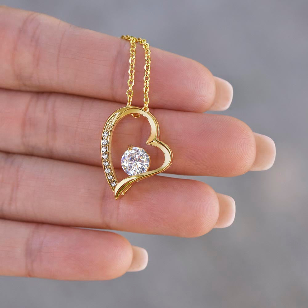 Necklace for Girlfriend Romantic Wife Luxury Gift Custom Name Personalized Gift Note in Mahogany Jewelry Box Forever Love Pendant