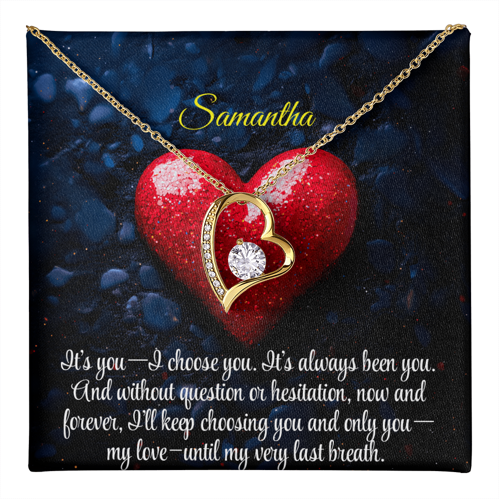 Necklace for Girlfriend Romantic Wife Luxury Gift Custom Name Personalized Gift Note in Mahogany Jewelry Box Forever Love Pendant