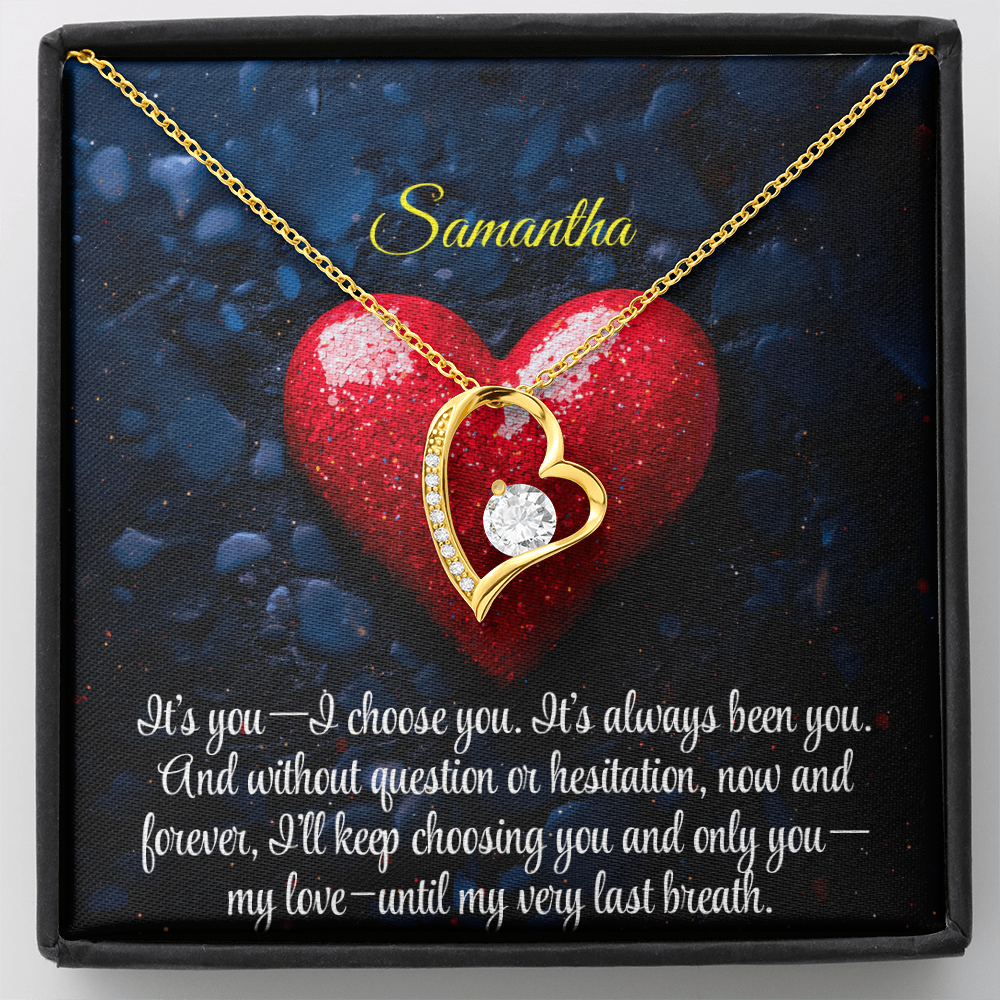 Necklace for Girlfriend Romantic Wife Luxury Gift Custom Name Personalized Gift Note in Mahogany Jewelry Box Forever Love Pendant