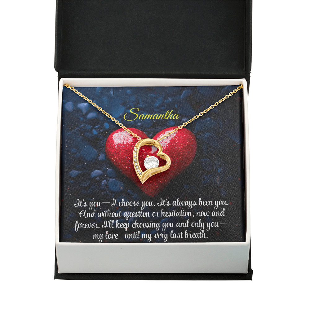 Necklace for Girlfriend Romantic Wife Luxury Gift Custom Name Personalized Gift Note in Mahogany Jewelry Box Forever Love Pendant