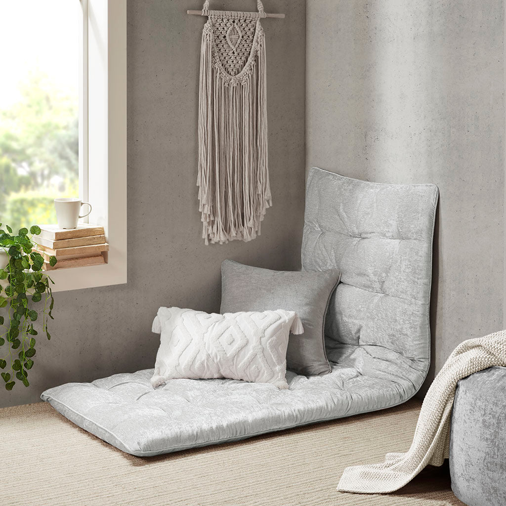 Poly Chenille Lounge Floor Pillow Cushion Grey 27' x 74'