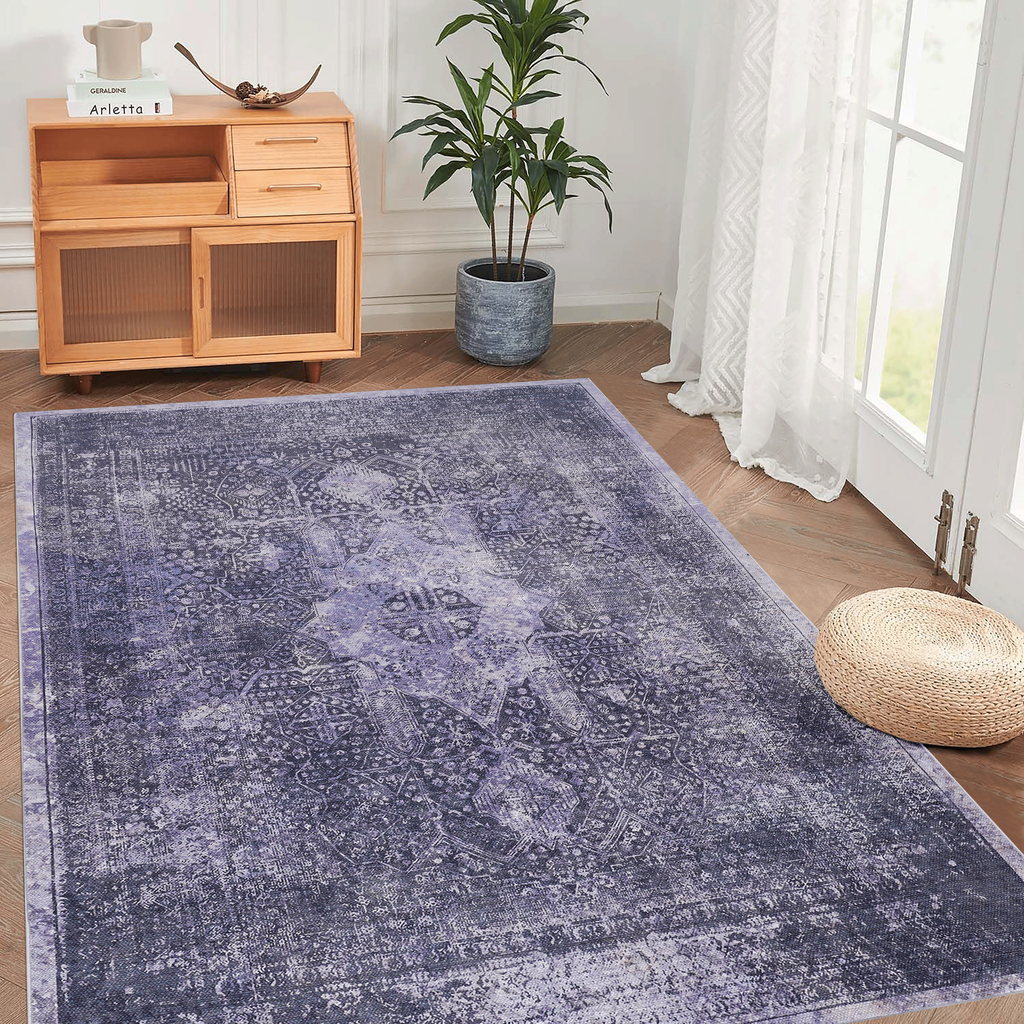 MAVAL Anthracite Washable Rug 3x5 Area Rug (Anthracite, 3' x 5')