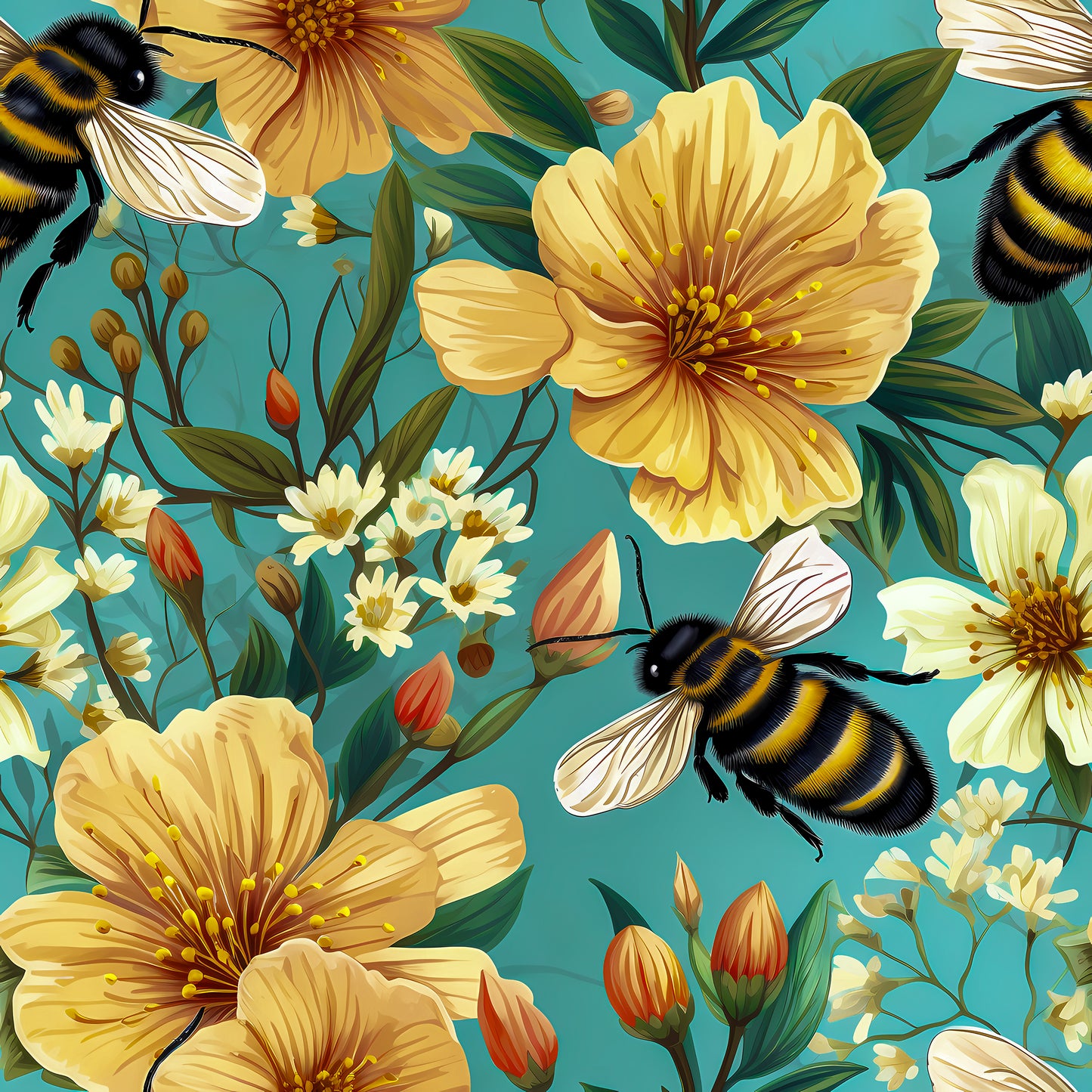 Bees and Flowers Wrapping Paper Rolls from The Curated Goose