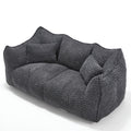 Comfortable Dual Beanbag Chair with High Resilience Foam Core for Two People in Black Chenille
