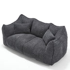 Comfortable Dual Beanbag Chair with High Resilience Foam Core for Two People in Black Chenille