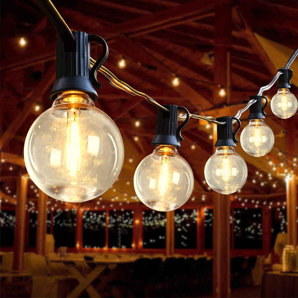 98FT LED Outdoor String Lights, Plug-in Waterproof Patio Lights with 50 Shatterproof Bulbs, Warm White Outdoor Hanging Light Decor for Backyard Deck Garden Bistro Porch Party