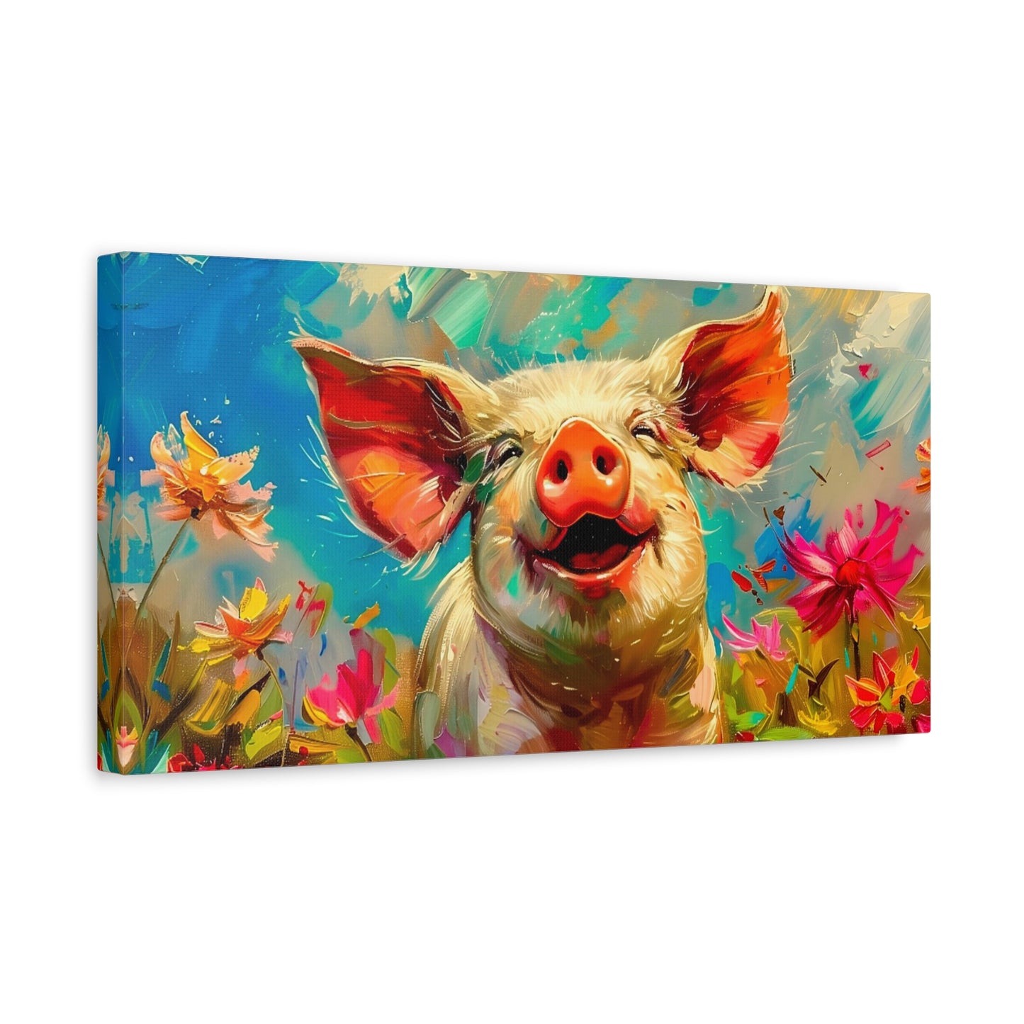 Charming Spring Pig in Blossom - Pig Portrait Art for Home & Office from The Curated Goose