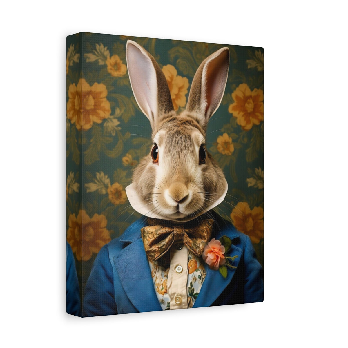 Victorian Rabbit Animal Portrait Wall Art Print | Fine Art Paper or Canvas Print | Vintage Victorian Cottagecore Decor