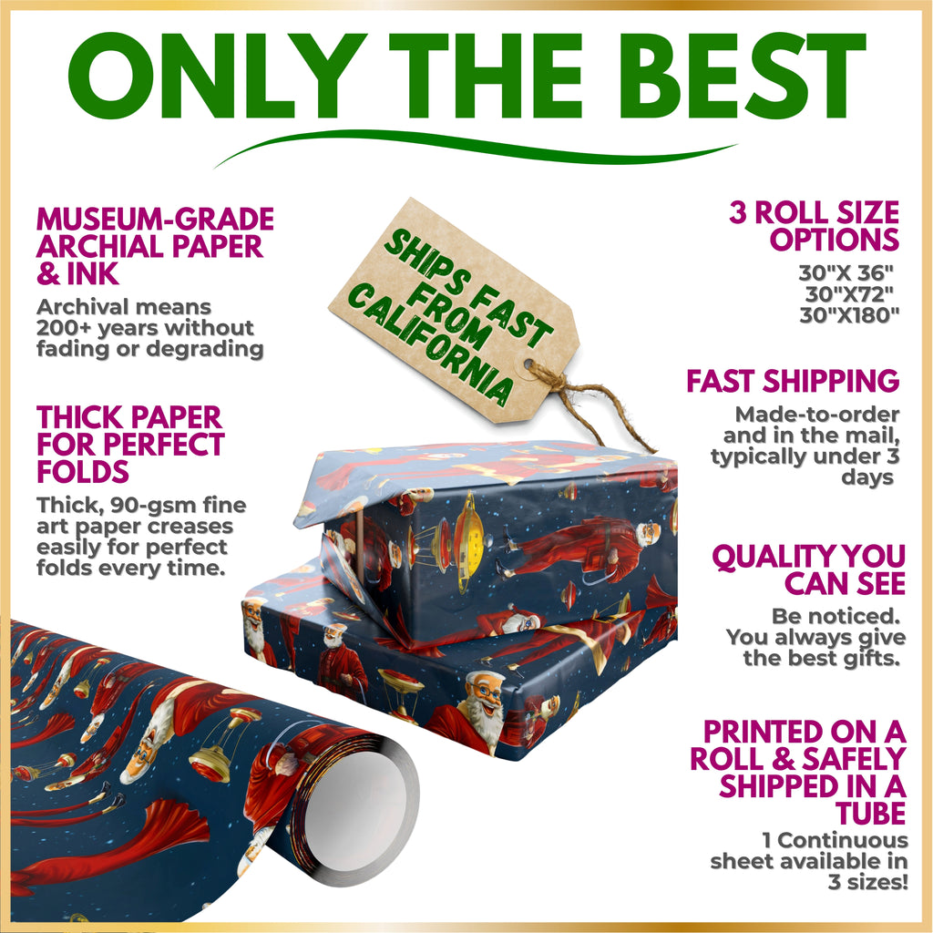 Festive Inclusive Santa in Dress Wrapping Paper Rolls for Holidays