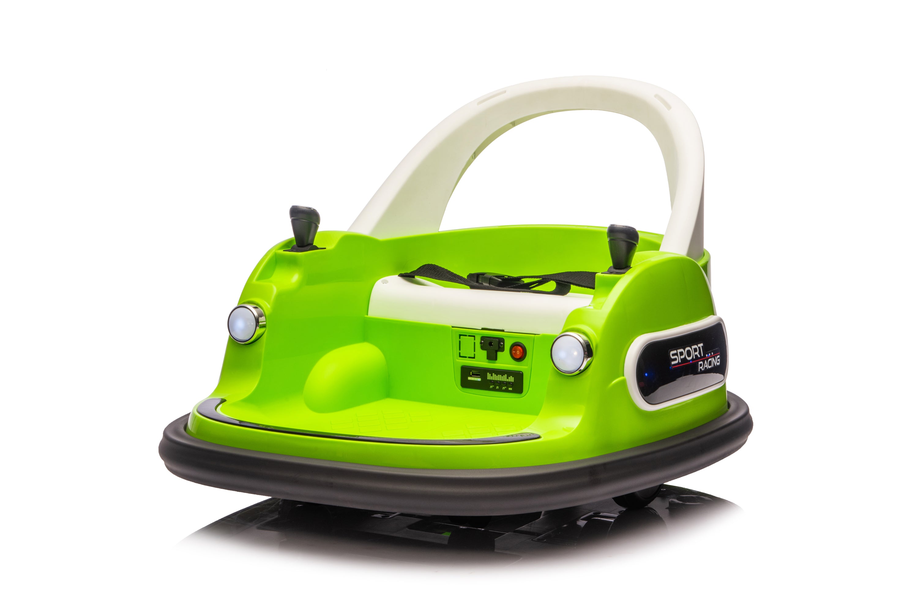 Bumper Car Green 12V Ride On For Kids 1.5-5 Years Old Remote 360 Spin 2WD Led