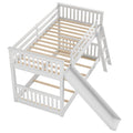 White Twin over Twin Bunk Bed with Convertible Slide and Ladder, Pine Wood, 79.1''L x 42.1''W x 49.4''H