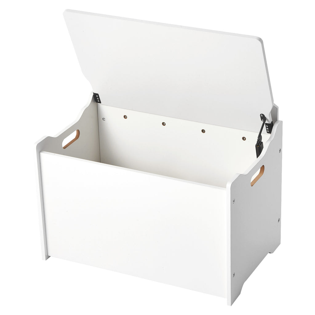 Kids Storage Bench, Wooden Toy Box Chest with Backrest, Large Storage Cabinet with Safety Hinge, Toddlers Storage Bench for Playroom, Living Room or Entryway, 23.5 x 14.5 x 21.46 in, White
