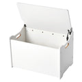 Kids Storage Bench, Wooden Toy Box Chest with Backrest, Large Storage Cabinet with Safety Hinge, Toddlers Storage Bench for Playroom, Living Room or Entryway, 23.5 x 14.5 x 21.46 in, White