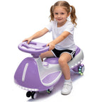 12V Kids ride on Electric Wiggle Car W/2-in-1 Smart Design,Controllable LED Lights,Flashing PU Wheels&Wide front auxiliary wheels,Triangular Stability Frame,5MPH Max Speed,Bluetooth Music,for kids 3-8