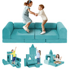 11PCS DIY Convertible Modular Foam Kids Play Couch | Toddler Sectional Folding Play Fort Sofa for Indoor Play Area