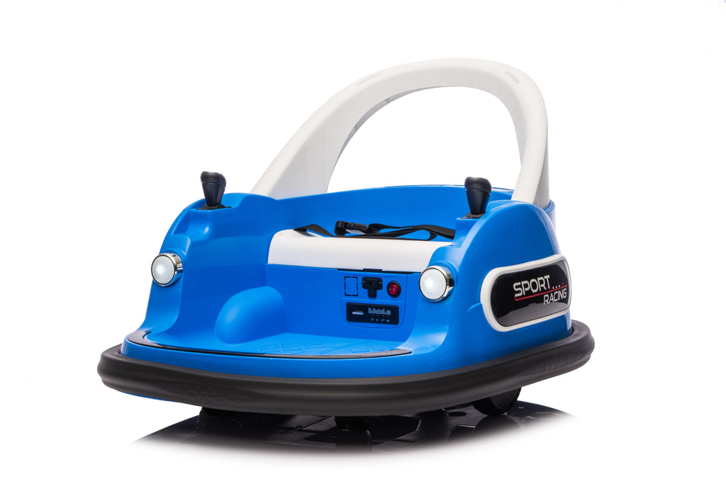 Bumper Car Dark Blue 12V Ride On For Kids With Remote Bluetooth 2WD 360 Spin LED
