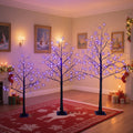 (3-Pack) Purple LED Winter Trees, Seasonal Home Decor, Christmas Halloween Decor