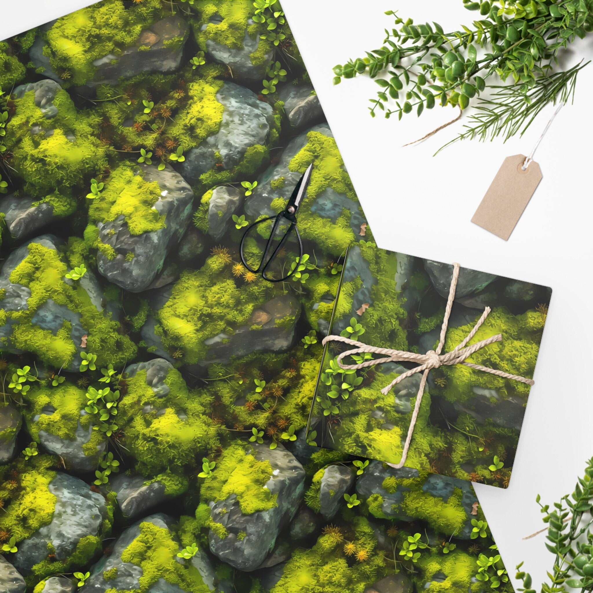 Mossy Rocks Wrapping Paper Rolls | Unique Nature Gift Wrap