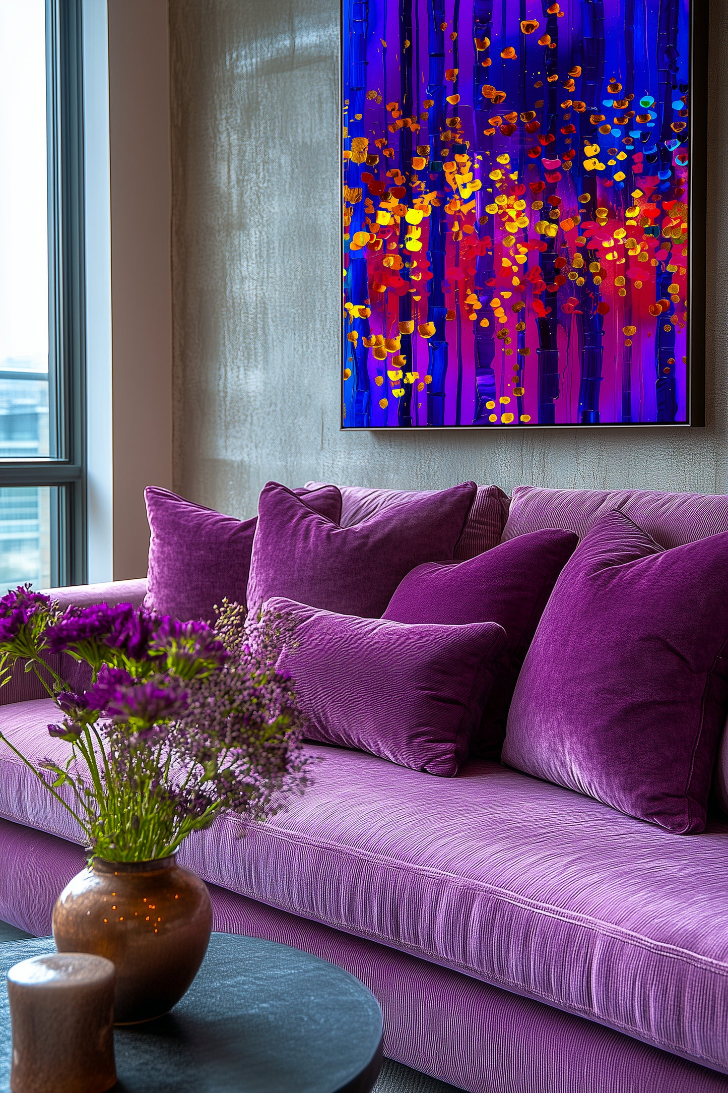 Vibrant Abstract Canvas Art, Stretched Wall Decor, Modern Home Artwork, Colorful Contemporary Print, Perfect Gift for Art Lovers