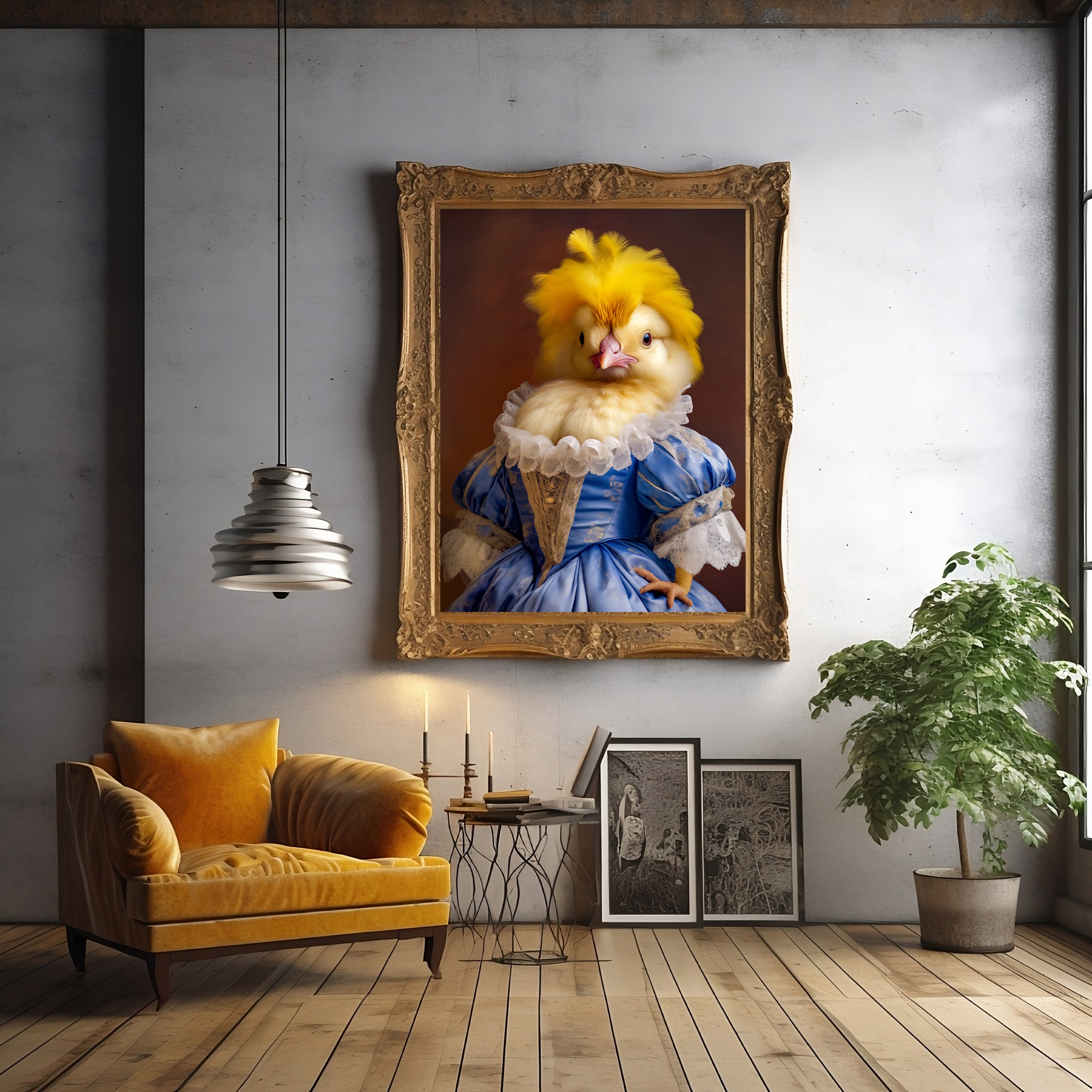 Victorian Chicken Portrait |  Canvas Animal Art Print