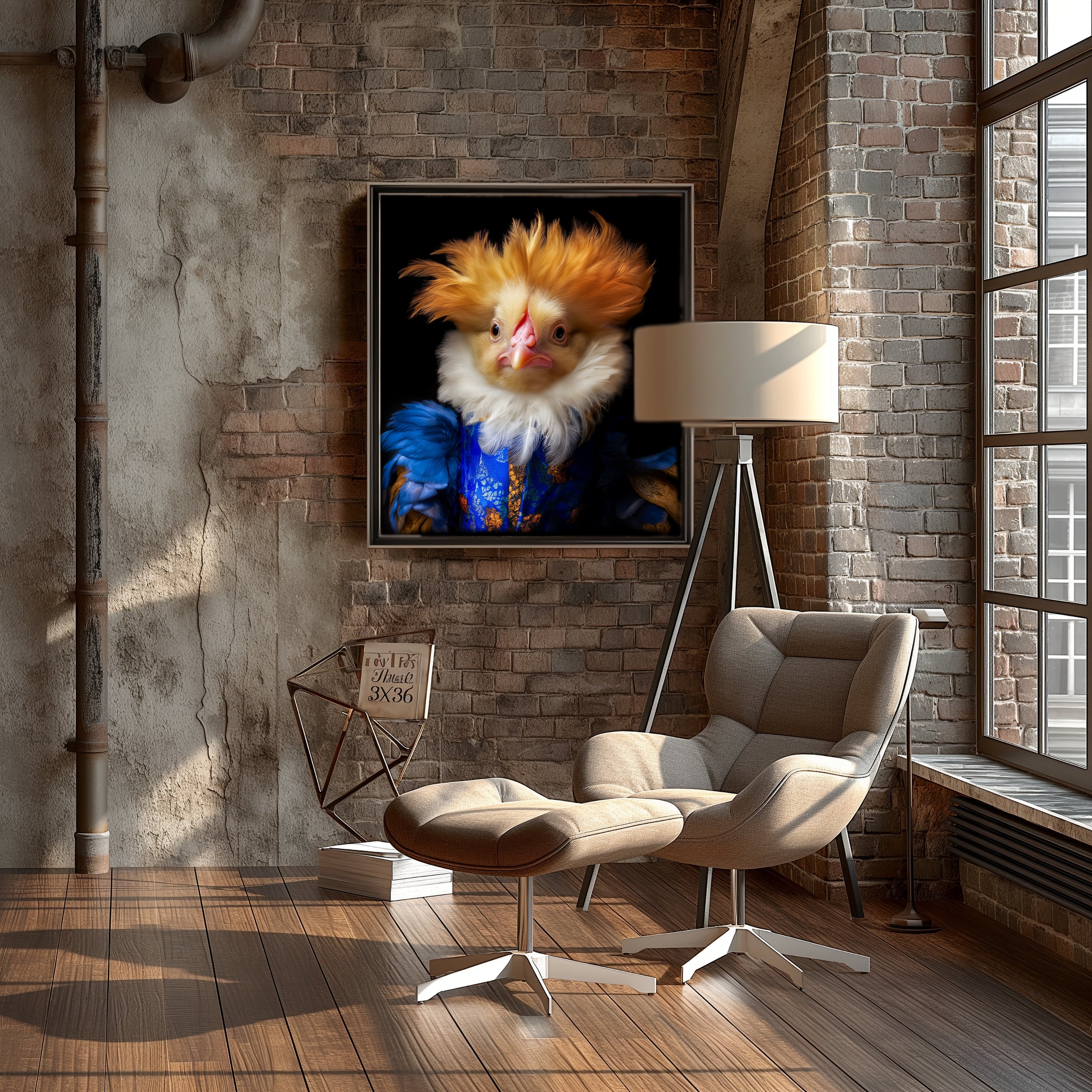 Victorian Chicken Portrait Art Print: Funny Renaissance Animals