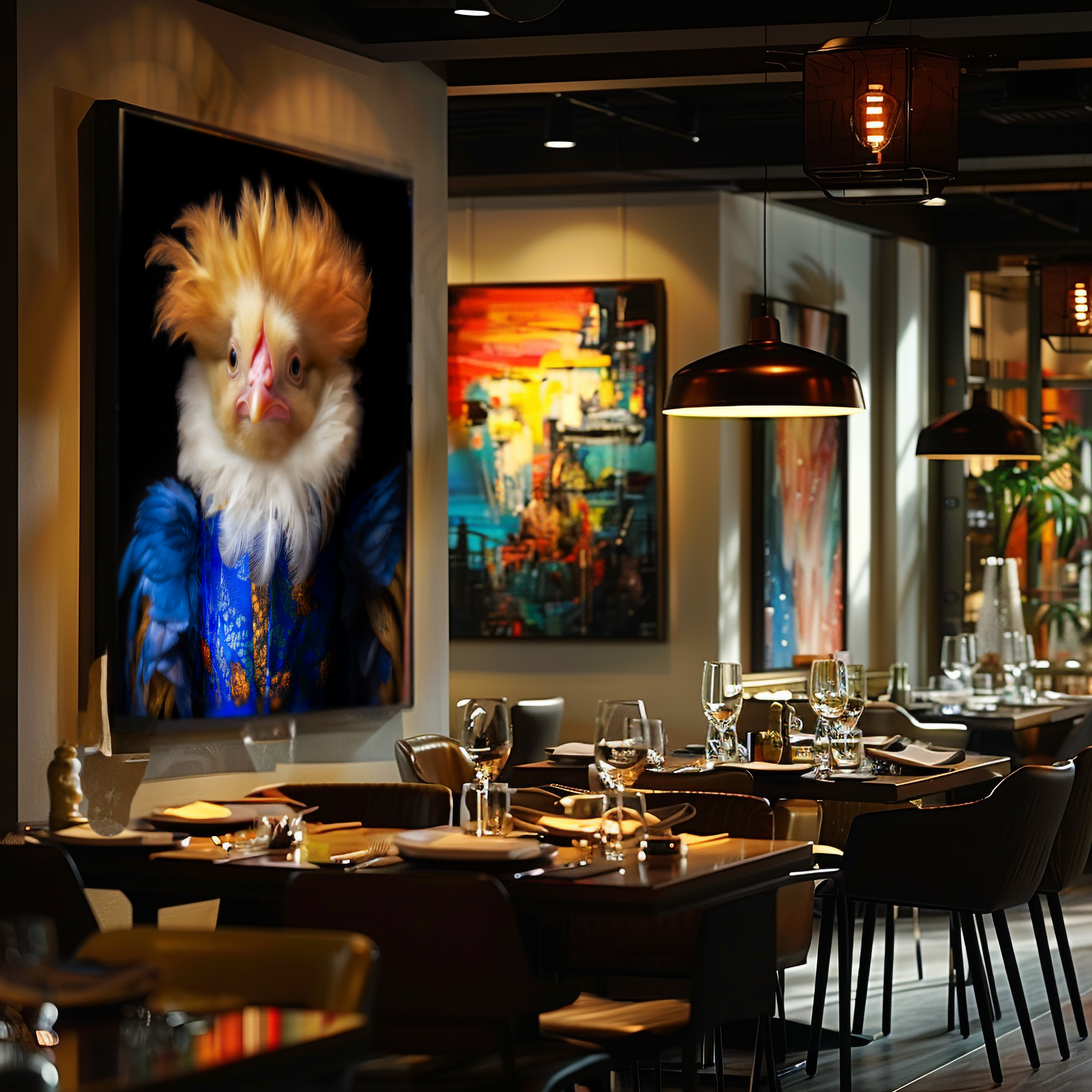 Victorian Chicken Portrait Art Print: Funny Renaissance Animals