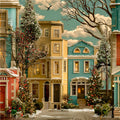 A New vintage Victorian Christmas Town Wrapping Paper from The Curated Goose