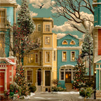 A New vintage Victorian Christmas Town Wrapping Paper from The Curated Goose