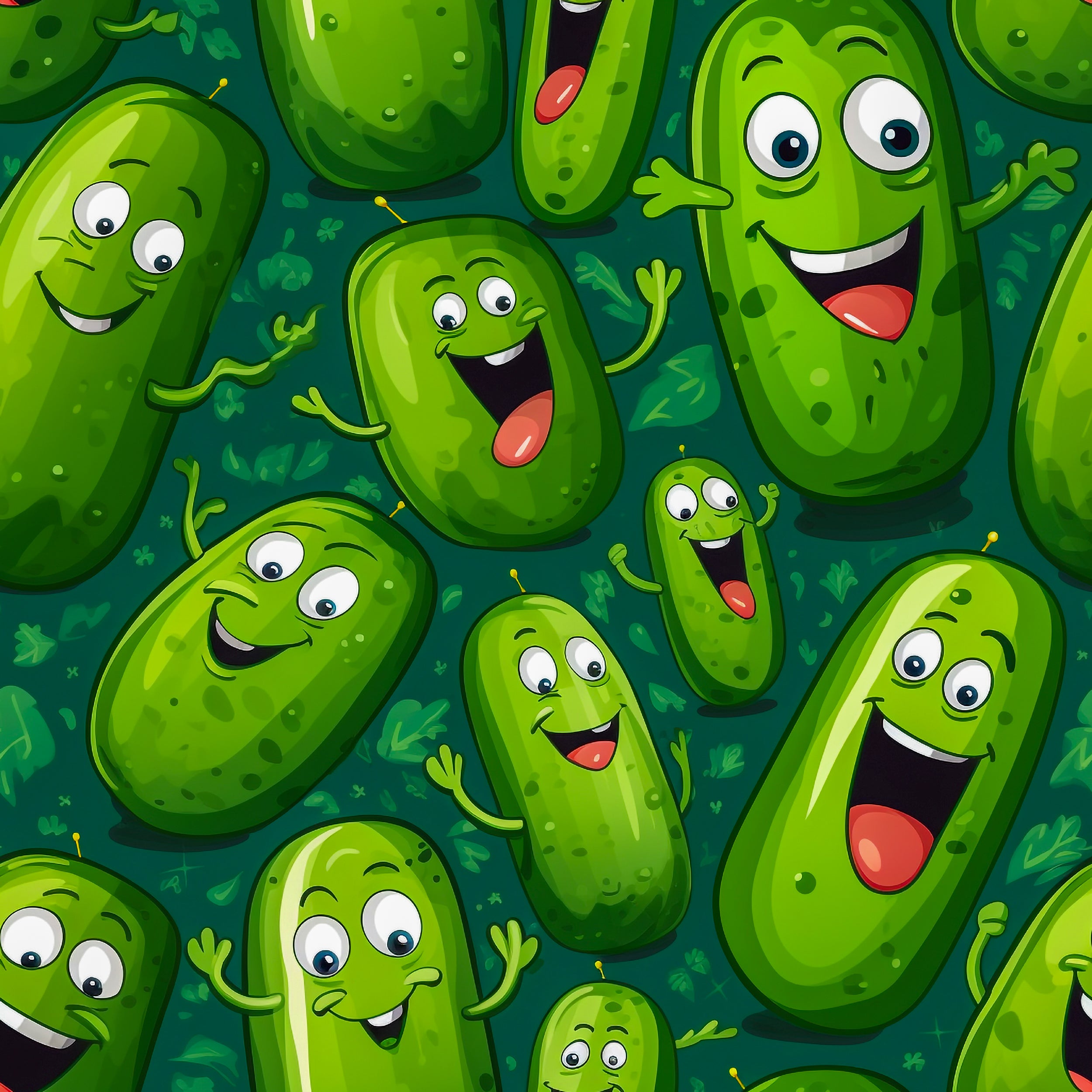 Cartoon Pickle Wrapping Paper: Quirky Green Gift Wrap