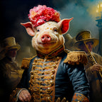 Victorian Pig Canvas Art Print- Marching Band Leader from The Curated Goose