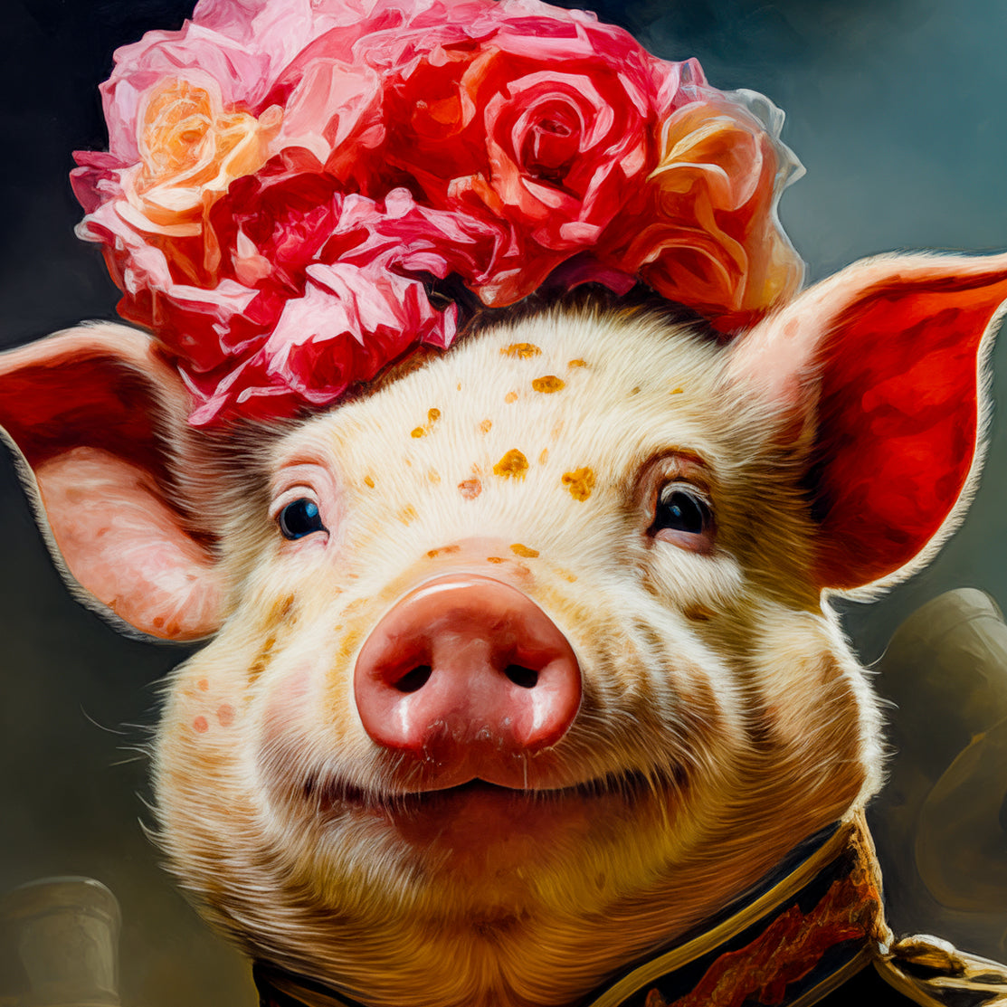 Victorian Pig Canvas Art Print- Marching Band Leader from The Curated Goose