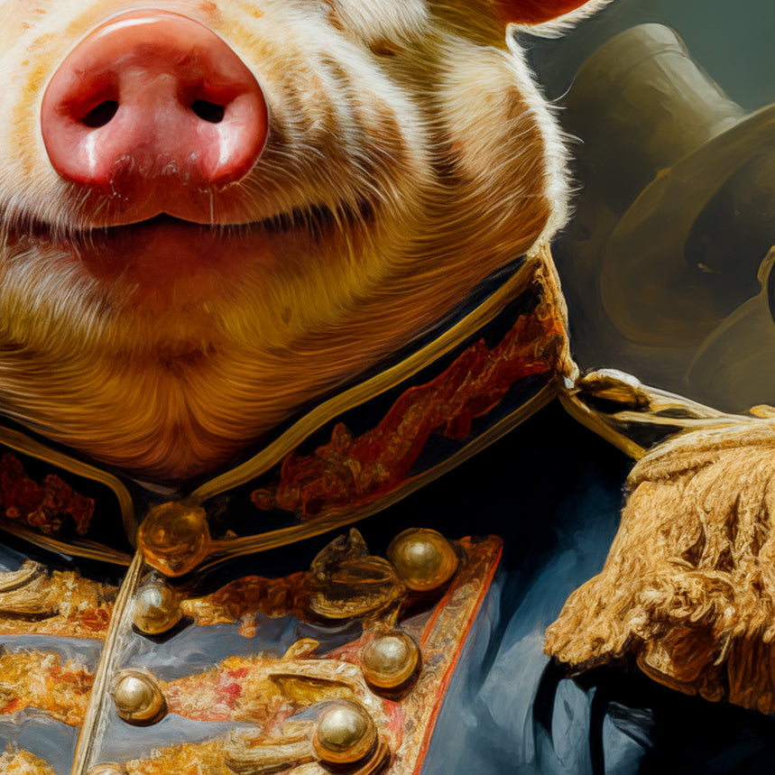 Victorian Pig Canvas Art Print- Marching Band Leader from The Curated Goose