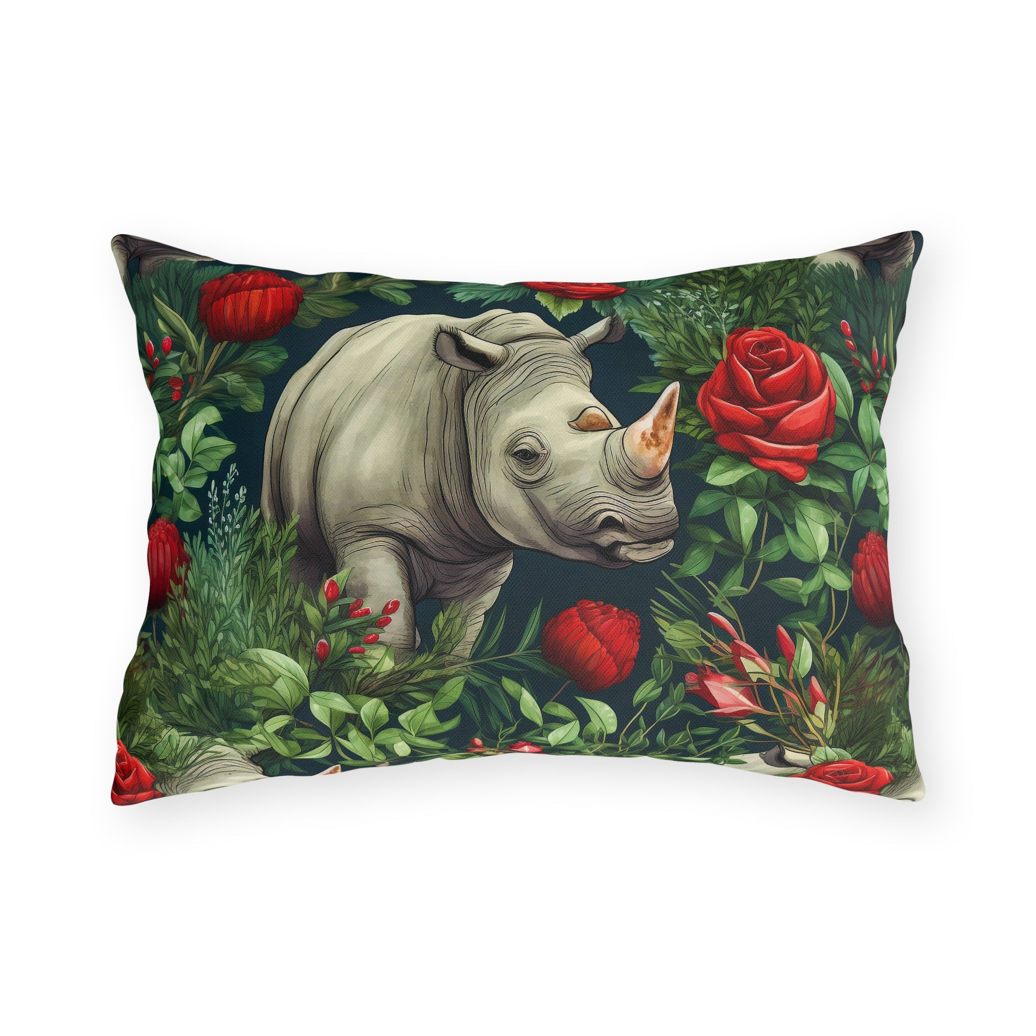 Outdoor Pillow | Floral Rhinoceros Throw Pillow from The Curated Goose