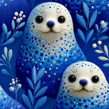 Wrapping Paper — Blue Seal Pup Pattern Holiday Gift Wrap