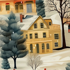 Nostalgic Hometown Christmas Wrapping Paper: Holiday Houses
