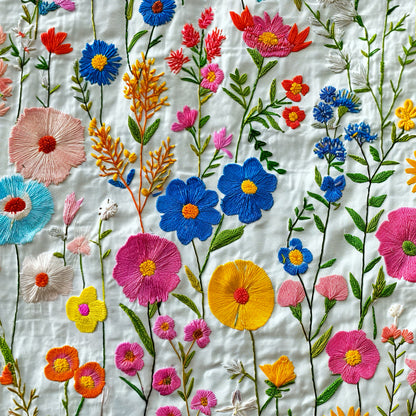 Faux Embroidered Wildflower Wrapping Paper—Elegant Cottagecore Gift Wrap for Weddings, Birthdays, and Special Occasions