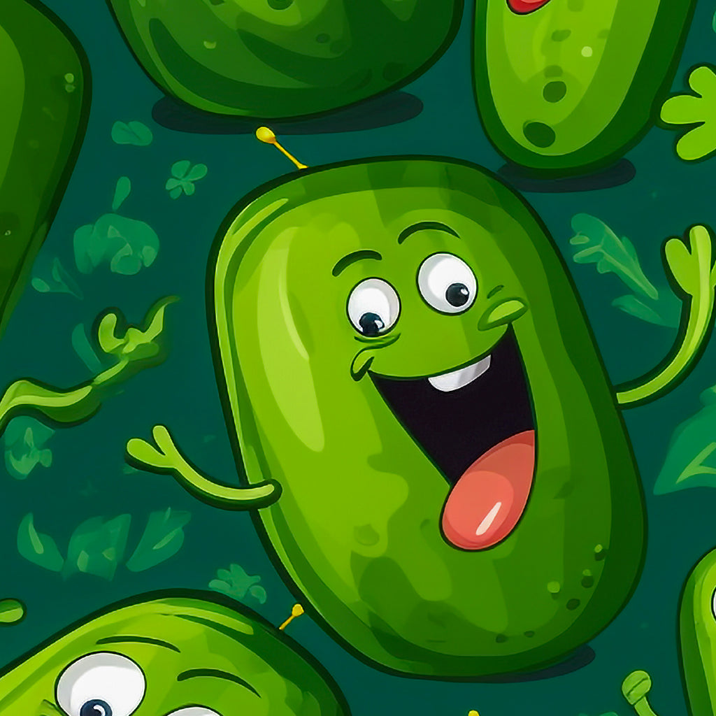 Cartoon Pickle Wrapping Paper: Quirky Green Gift Wrap