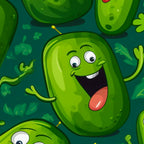 Cartoon Pickle Wrapping Paper: Quirky Green Gift Wrap