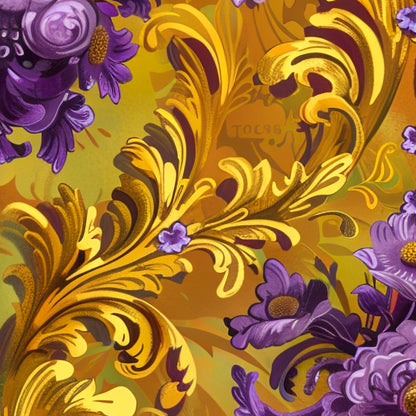 Purple & Gold Ornate Floral Wrapping Paper Rolls