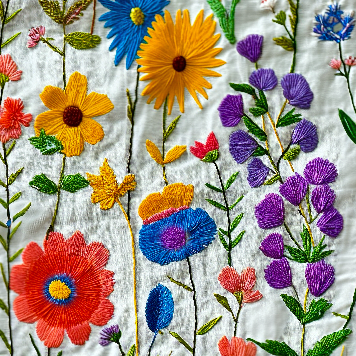 Faux Embroidered Wildflower Wrapping Paper—Elegant Cottagecore Gift Wrap for Weddings, Birthdays, and Special Occasions