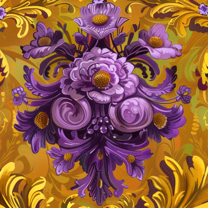 Purple & Gold Ornate Floral Wrapping Paper Rolls