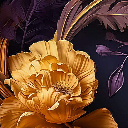 Moody Blooms Wrapping Paper – Dark, Luxurious Purple & Gold Floral Elegance