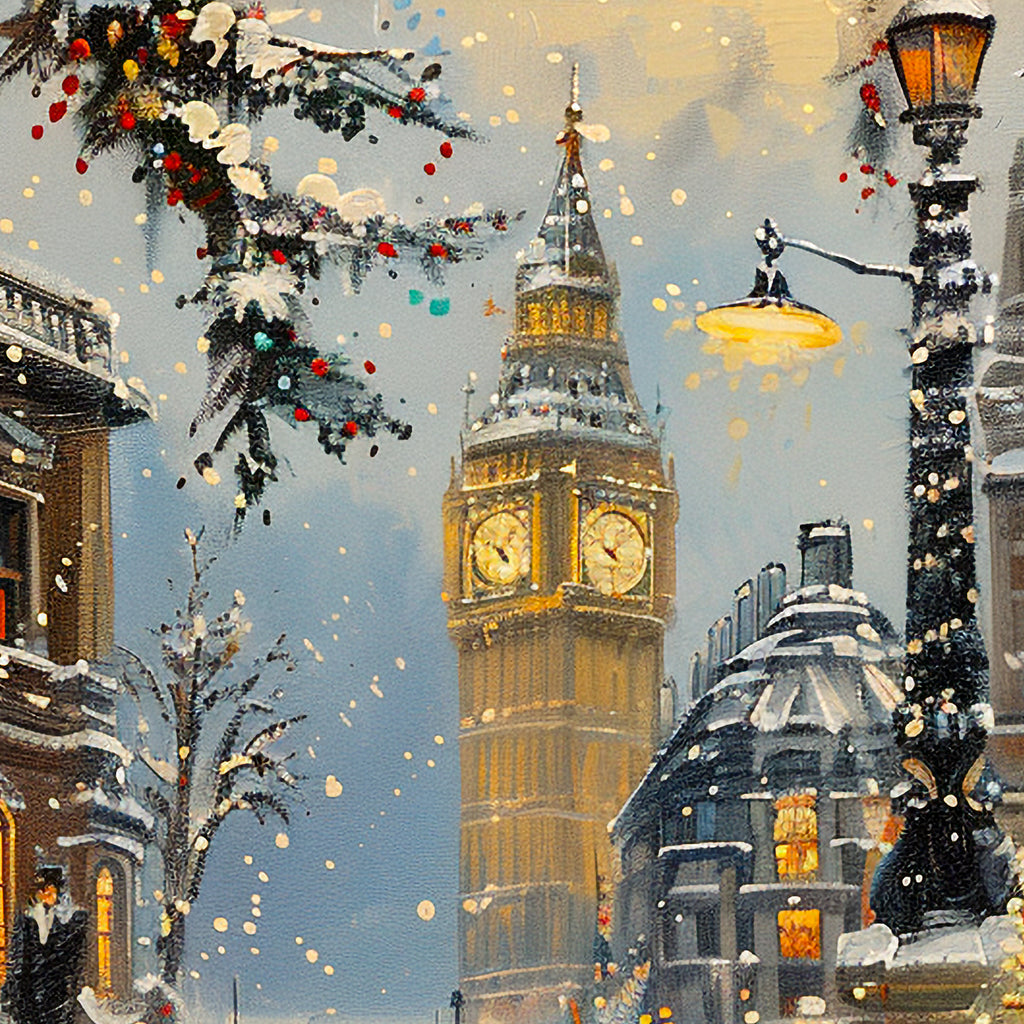 Snowy London Big Ben Wrapping Paper: Victorian Winter Gift Wrap