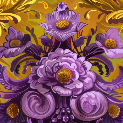 Purple & Gold Ornate Floral Wrapping Paper Rolls