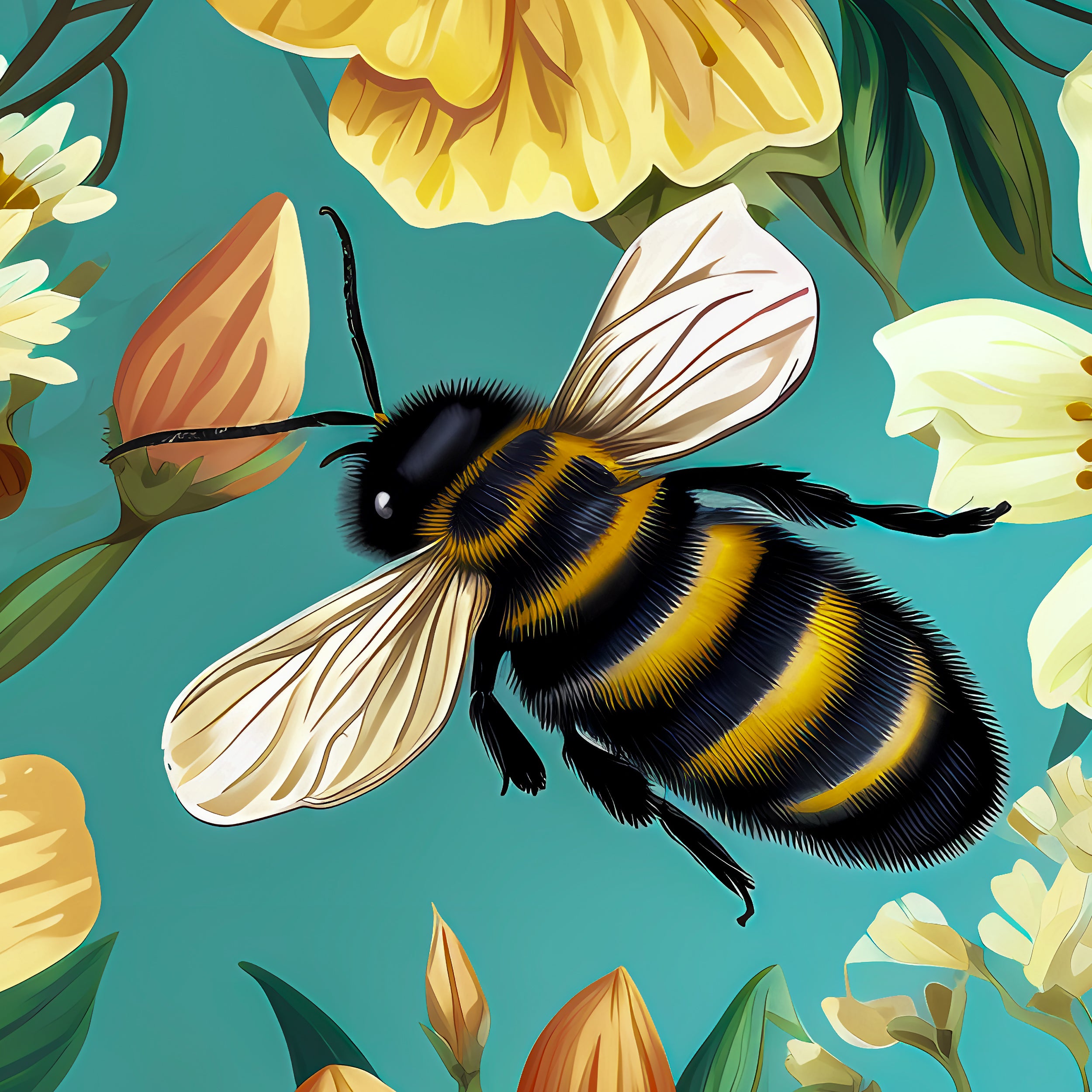 Bees and Flowers Wrapping Paper Rolls from The Curated Goose