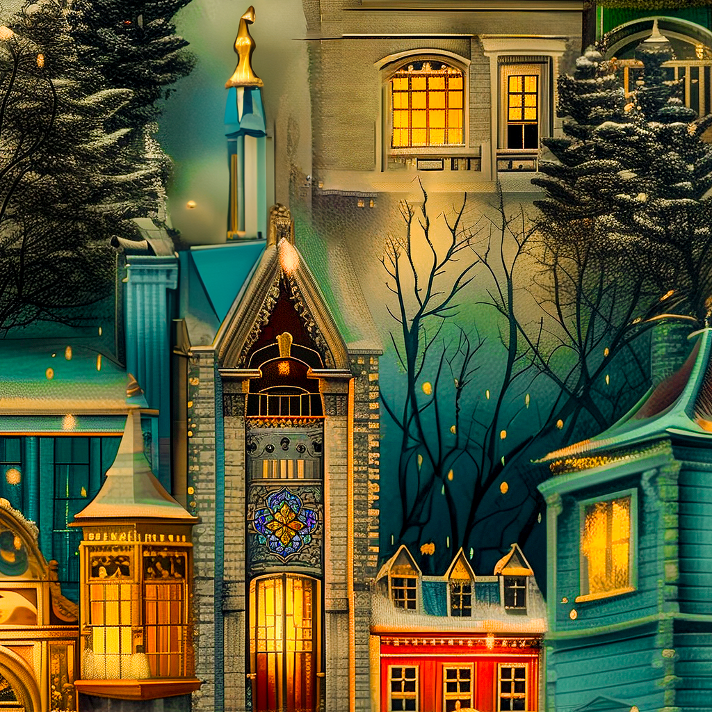 Vintage Victorian Santa in Festive Neighborhood Wrapping Paper – Luxurious & One-of-a-Kind Holiday Magic