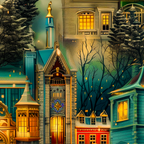 Vintage Victorian Santa in Festive Neighborhood Wrapping Paper – Luxurious & One-of-a-Kind Holiday Magic