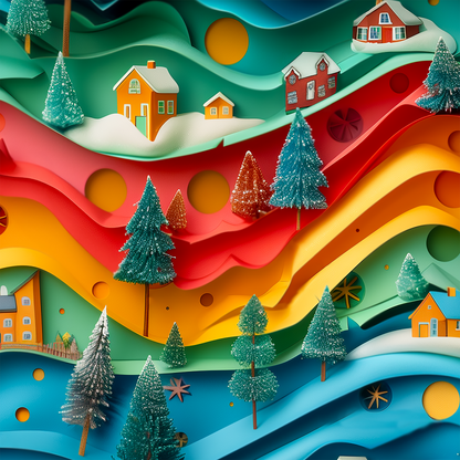 Christmas Winter Village Wrapping Paper – Colorful, Playful, and Perfect for Holiday Cheer!